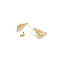 Baguette CZ Gold Silver Triangle Shape Stud Earrings, Sku#L738