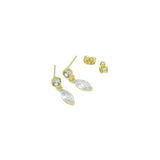 Clear Oval CZ Gold Stud Earrings, Charm Pendant,Sku#LK933/LK939