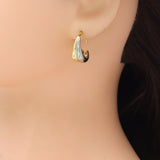 Dual Color Gold Silver Two-tone Dome Earrings, Sku#LK1058