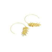 Gold Silver Leaf Shape Hoop Earrings, Sku#L740