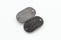 CZ Micro Pave 32x18mm Oval Black Rhodium Plated Rectangle Curved Connector with Big Hole for Bracelet, 1pc/2pcs sku#E60