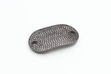 CZ Micro Pave 32x18mm Oval Black Rhodium Plated Rectangle Curved Connector with Big Hole for Bracelet, 1pc/2pcs sku#E60