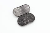 CZ Micro Pave 32x18mm Oval Black Rhodium Plated Rectangle Curved Connector with Big Hole for Bracelet, 1pc/2pcs sku#E60