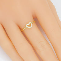 Dainty CZ Open Heart Adjustable Ring, Sku#LD583