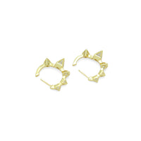 Clear CZ Gold Spike Hoop Earrings, Sku#LX741