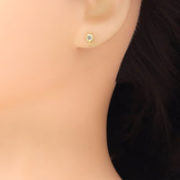Clear Round CZ Gold Stud Earrings, Sku#A440