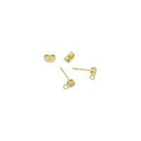 Clear Round CZ Gold Stud Earrings, Sku#A440