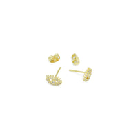 CZ Gold Silver Evil Eye Shape Stud Earrings, Sku#A438