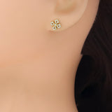 Gold Silver Flower Shape Stud Earrings, Sku#A441