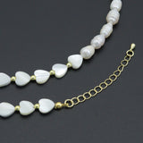 Freshwater Pearl with Mother of Pearl Heart necklace Bracelet, sku#EF677