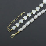 Freshwater Pearl with Mother of Pearl Heart necklace Bracelet, sku#EF677