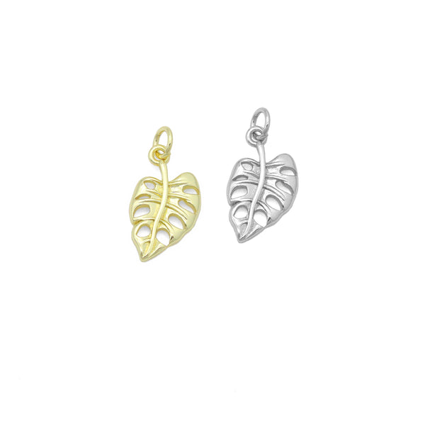 Gold Silver Leaf Charm Pendant, Sku#LX842