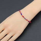 Red Blue Gold Mixed Beads Stretchy Bracelet, Sku#EF680