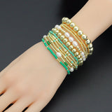 String Gold Round Ball Beads Adjustable Bracelet, Sku#EF682