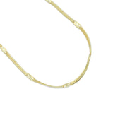 Dainty Herrigebone Snake Gold Chain Flower Link Adjustable Necklace, Sku#LD589