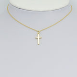 Plain Gold Cross Shape Charm Pendant, Sku#LK1050