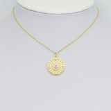 Gold Radical Coin with Big CZ Ceter Charm Pendant, Sku#LX701