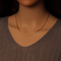 Gold Heart Link Chain Necklace, Sku#LD585