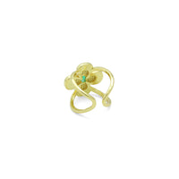 Mother of pearl green oval stone flower Statement Adjustable Ring, Sku#LK1264