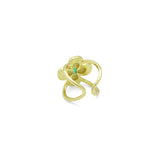 Mother of pearl green oval stone flower Statement Adjustable Ring, Sku#LK1264