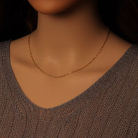 Gold Flat Oval Link Chain  Necklace, Sku#LD591