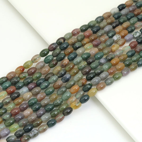 6x9mm Genuine Indian Agate Smooth Rice Shape Beads, Sku#U1891