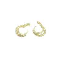 CZ Double Line Everyday Hoop Earrings, Sku#LK1265