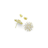 Clear CZ Gold Flower Stud Earrings, Sku#LK1268