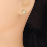 Clear CZ Gold Ball Stud Earrings, Sku#LD541