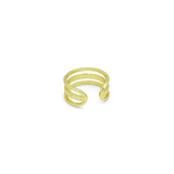 Gold Silver Triple Line Hammered Adjustable Ring, Sku#LX737