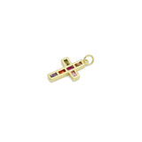 Colorful Baguette CZ Cross Shape Pendant, Sku#L717