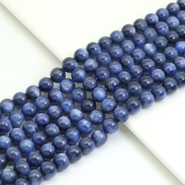 Genuine Blue Kyanite Round Smooth Beads, Sku#U1901