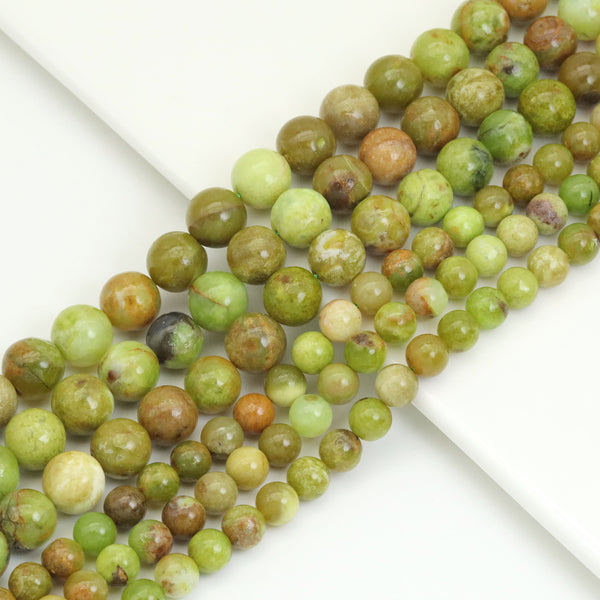 Genuine Green Opal Round Smooth Beads, Sku#U1896