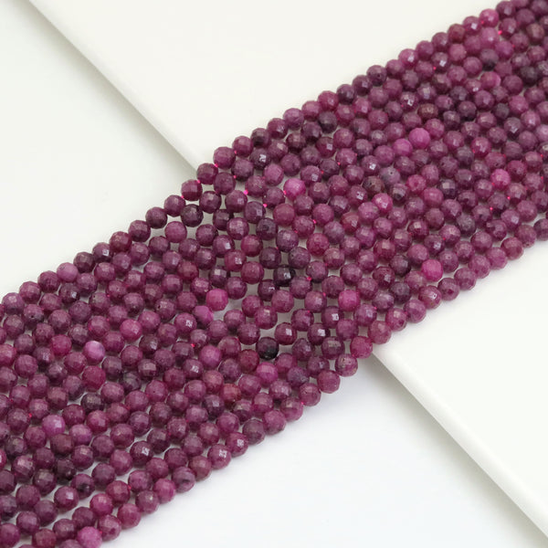 Genuine Ruby Fine Cut Round Beads, Sku#U1885