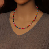 Rainbow Color Stone Necklace, sku#EF773