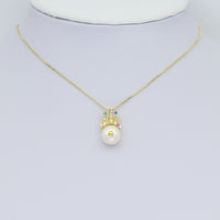 Colorful CZ Castle Freshwater Pearl Pendant, Sku#Y964