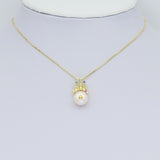 Colorful CZ Castle Freshwater Pearl Pendant, Sku#Y964