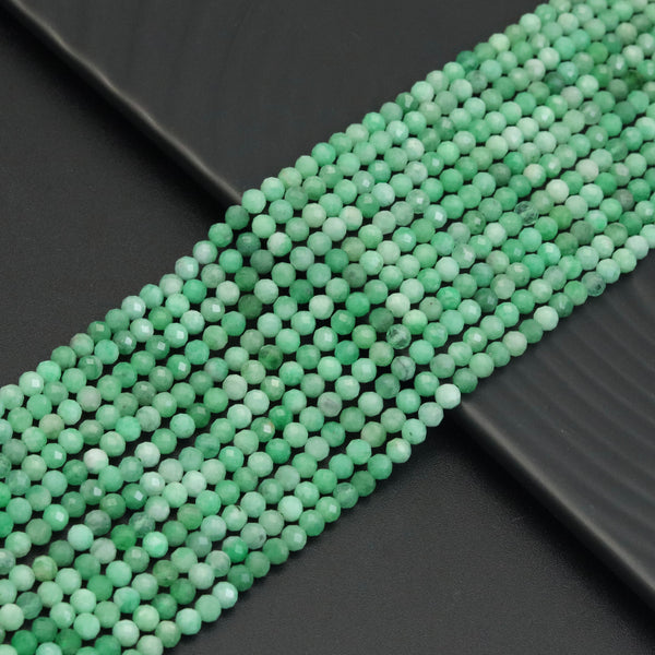 High Quality Emerald Round Faceted Beads, SkuU1882 Bestbeads&Beyond