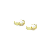 Tiny CZ Thick Band Hoop Earrings, Sku#A294