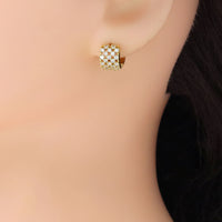 Tiny CZ Thick Band Hoop Earrings, Sku#A294