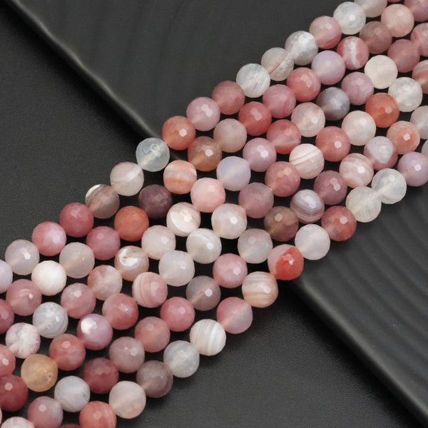 8mm Fine Cut Red Botswana Agate Round Beads, Sku#U1887
