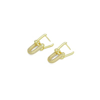 Clear CZ Gold U Oval Shape Hoop Earrings, Sku#LD671