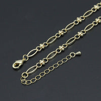 Gold Silver Marquise Flower Link Chain Necklace, sku#EF768