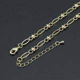 Gold Silver Marquise Flower Link Chain Necklace, sku#EF768