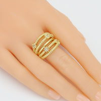 Gold Multiline Star Adjustable Ring, Sku#Y957