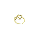 Clear CZ Double Heart Statement Adjustable Ring, Sku#A449
