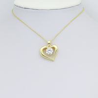 Big Diamond CZ Gold Heart Charm Pendant, Sku#LK1157