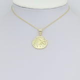 CZ Gold Starfish On Shell Charm Pendant, Sku#LK1159