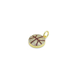 CZ Enamel Gold Basketball Charm Pendant, Sku#LK1161