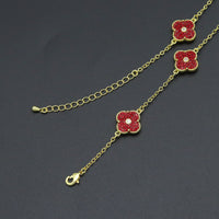 Red White Black Double Sided Flower Link Adjustable Necklace, Sku#FH230
